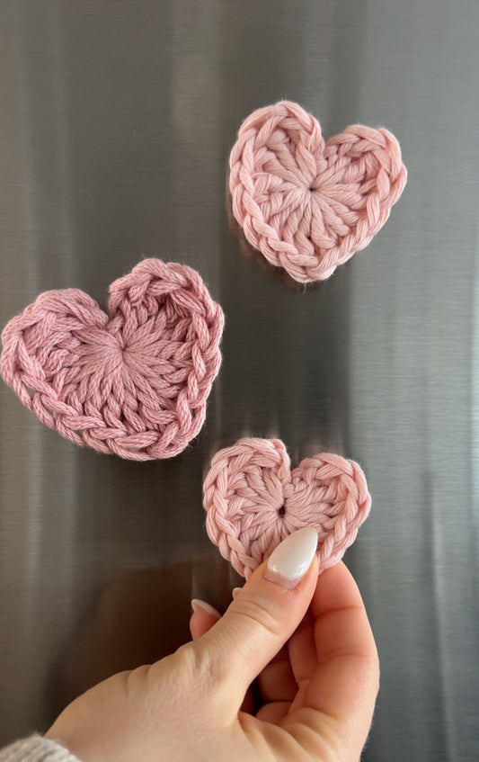 DIY Crochet Heart Magnets